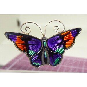 Vintage David Andersen Norway 925S Sterling Silver Enamel Butterfly Brooch
